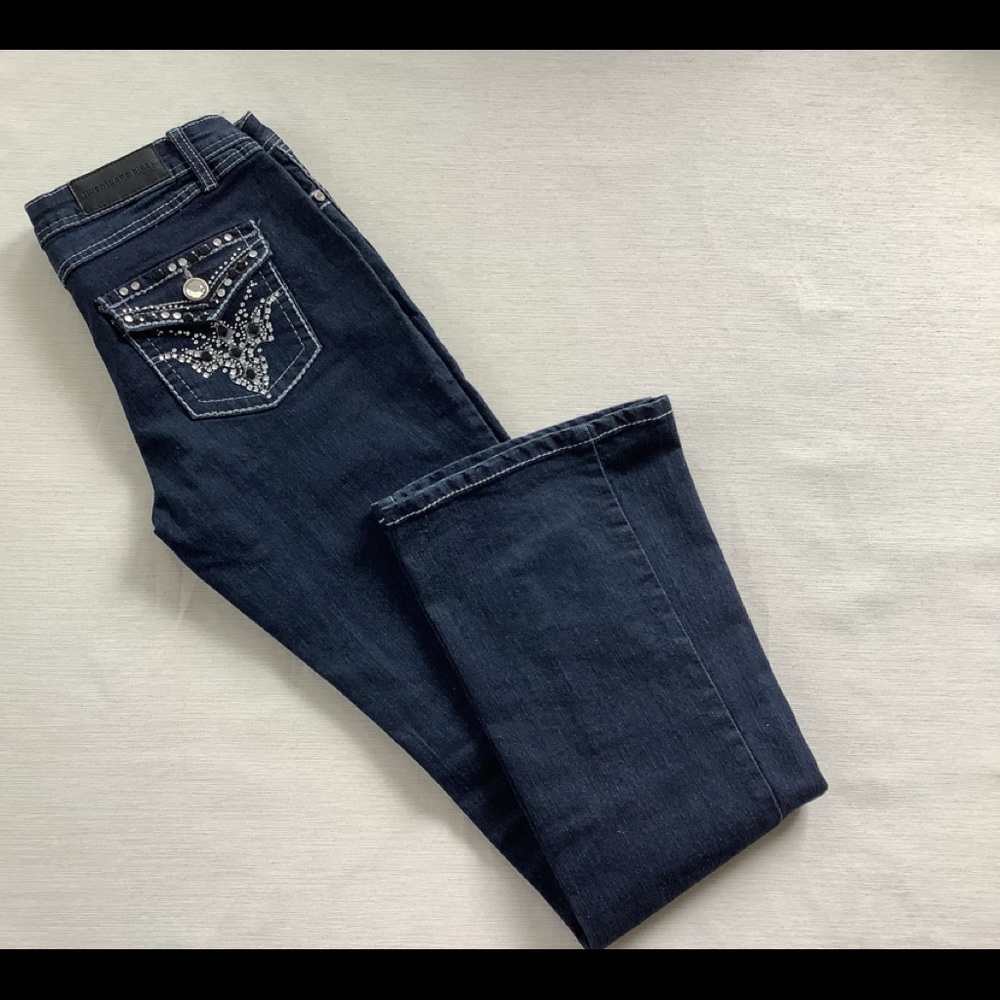 Rhinestone dark blue jeans